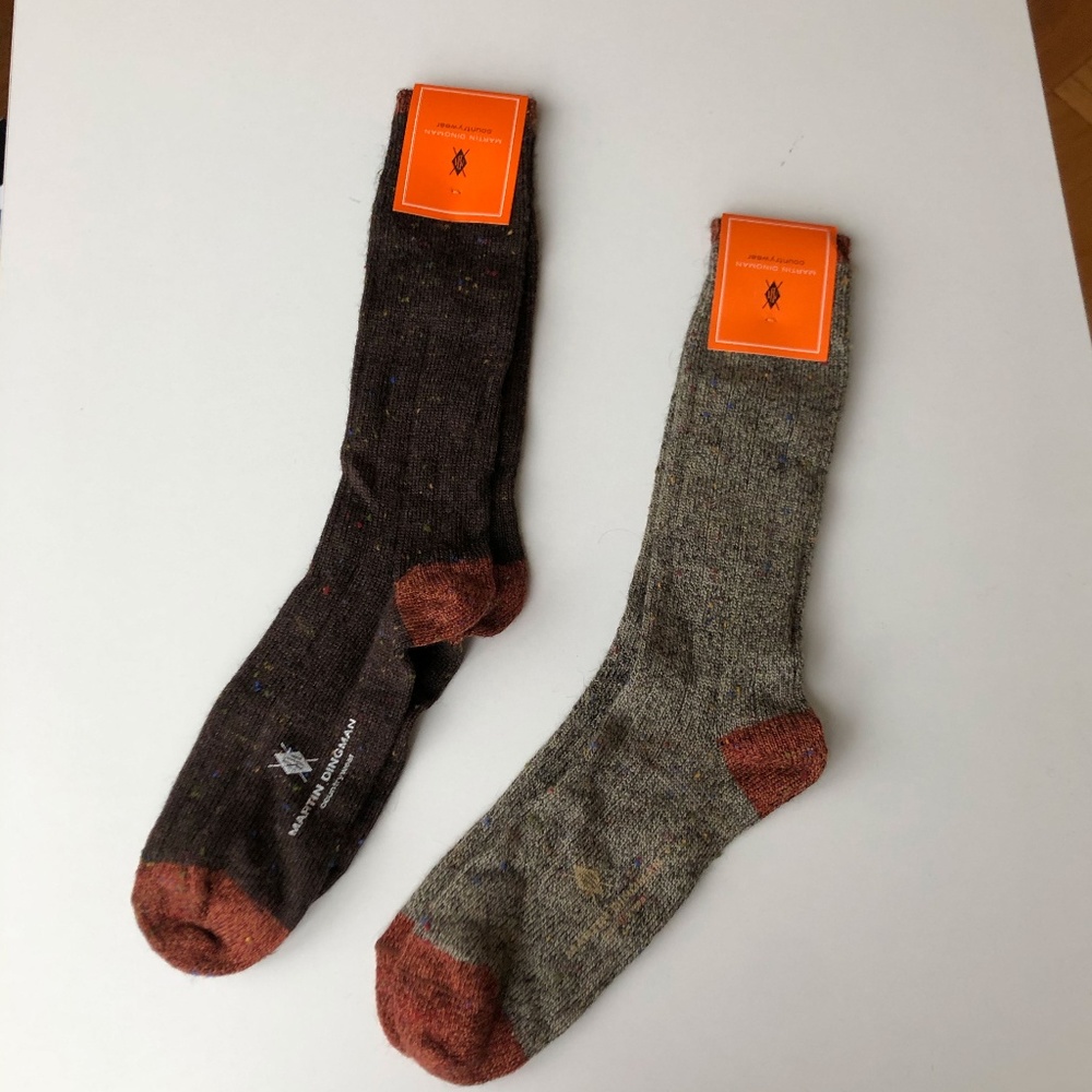 2 Pair of Martin Dingman SOFT knit tweed socks NWT